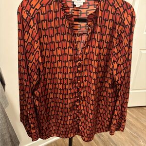 Express Portofino Ruffleneck Slim Fit Blouse